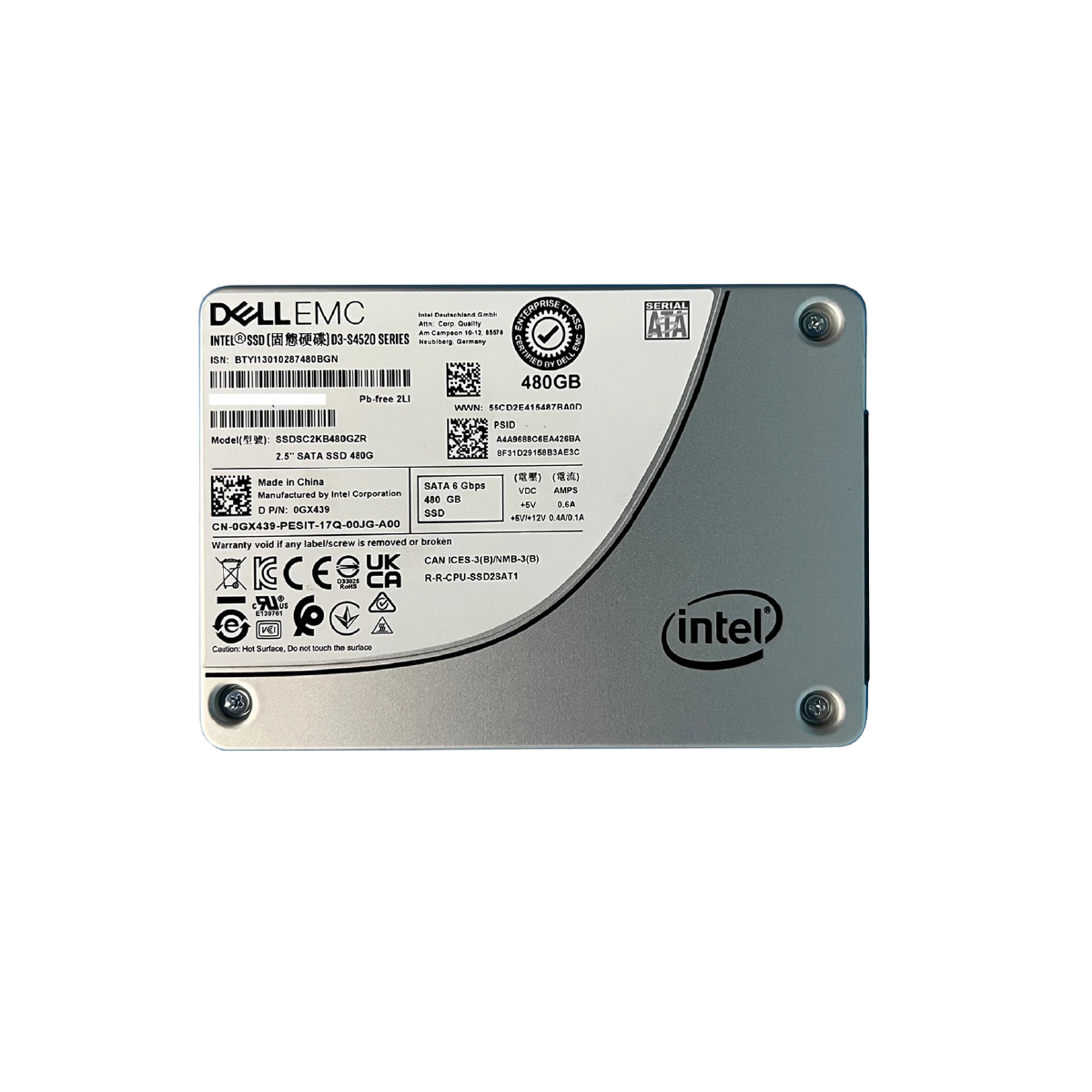 Dell 480GB SSD SATA 6Gbps SSDSC2KB480GZR 硬碟