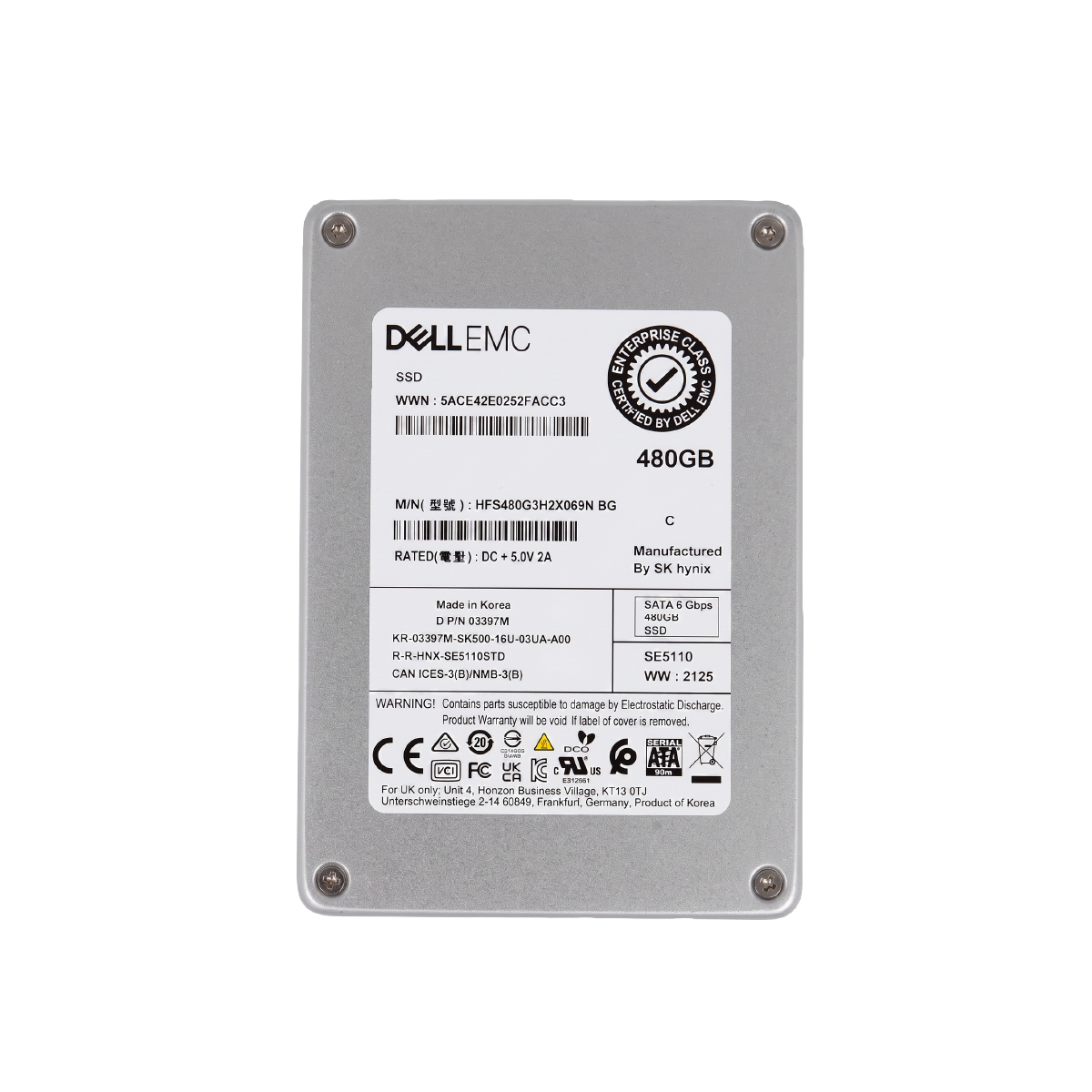 Dell 480GB SSD SATA 6Gbps HFS480G3H2X069N 硬碟