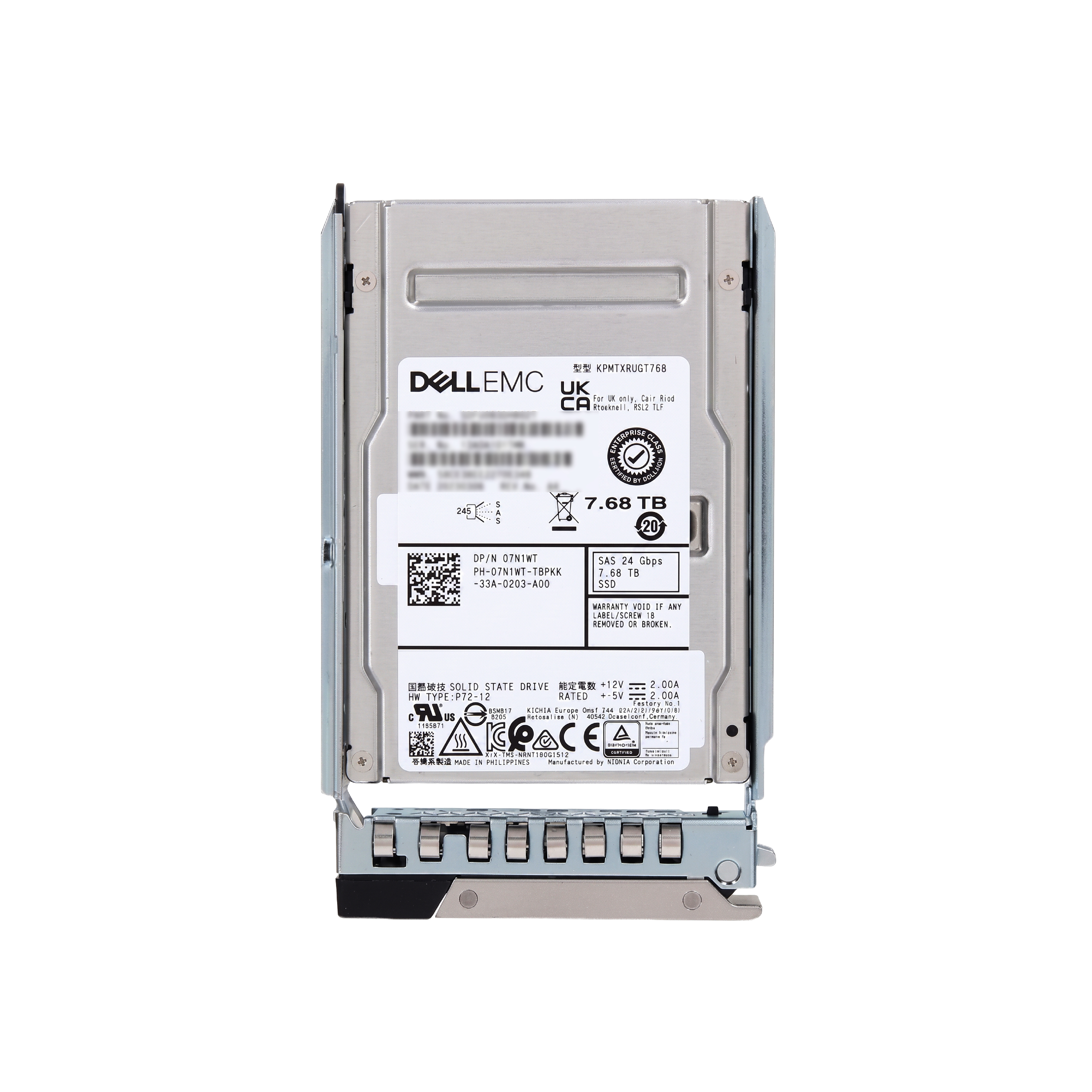 Dell 7.68TB SSD SAS 24Gbps KPM7XRUG7T68 硬碟