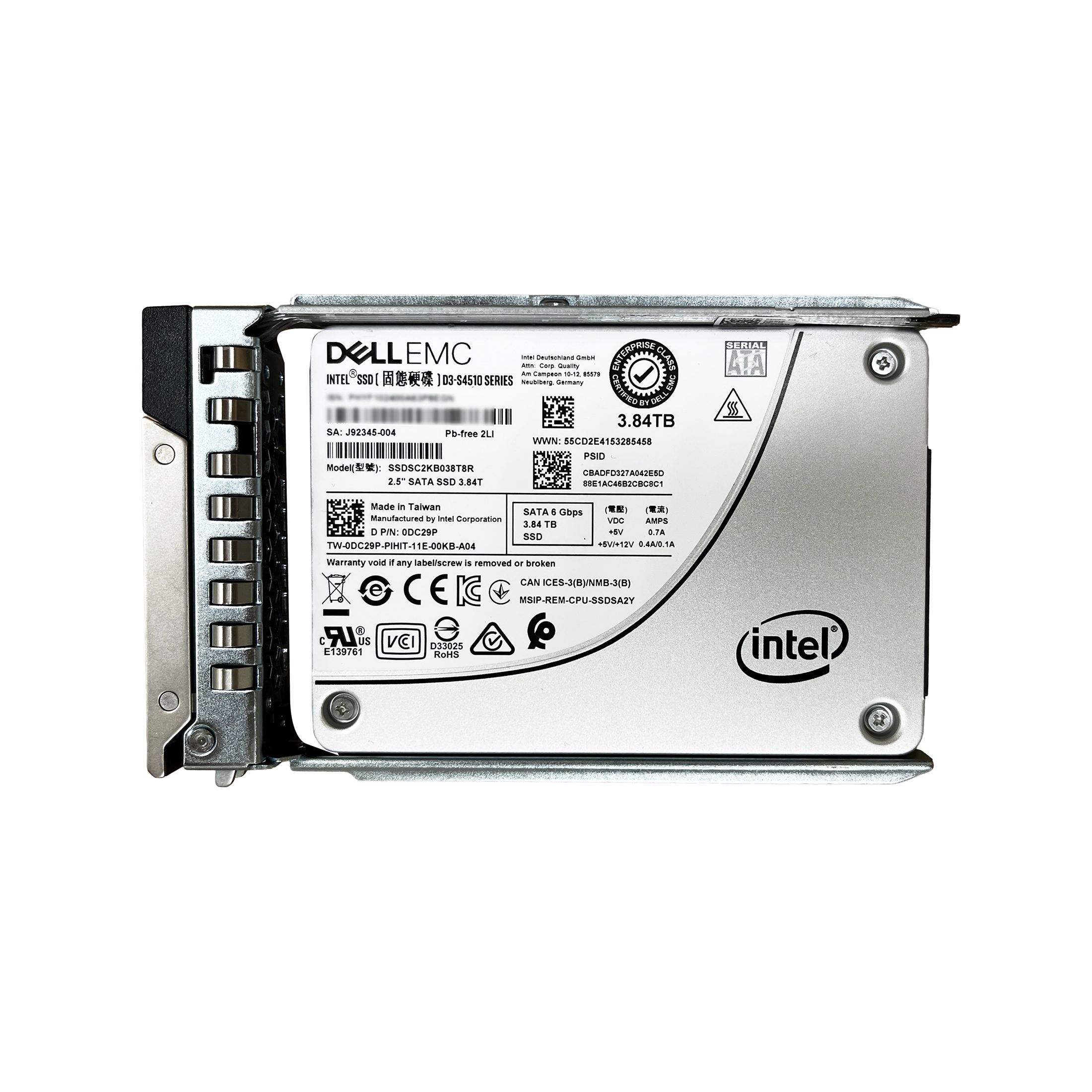 Dell 3.84TB SSD SATA 6Gbps SSDSC2KB038T8R 硬碟