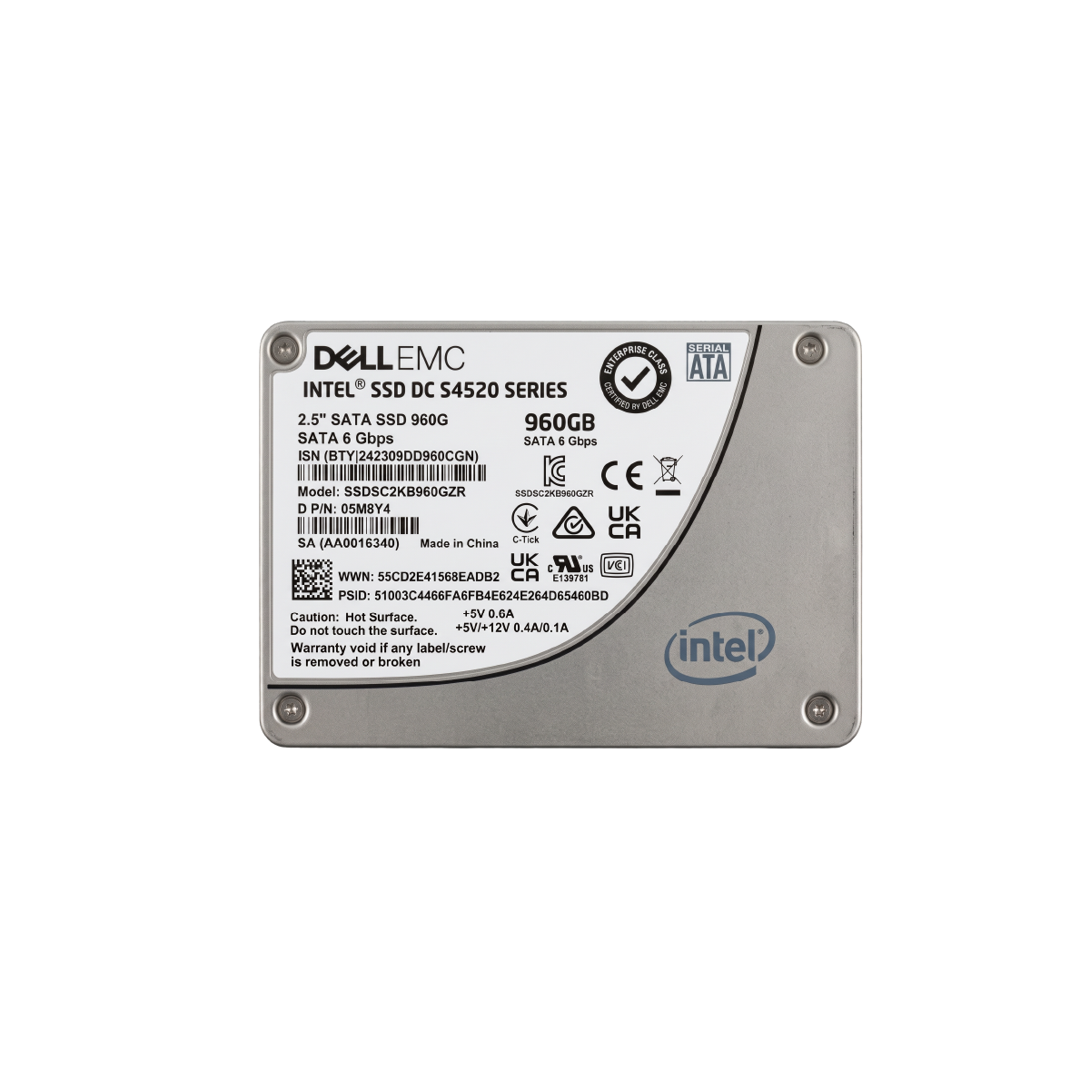 Dell 960GB SSD SATA 6Gbps SSDSC2KG960GZR 硬碟