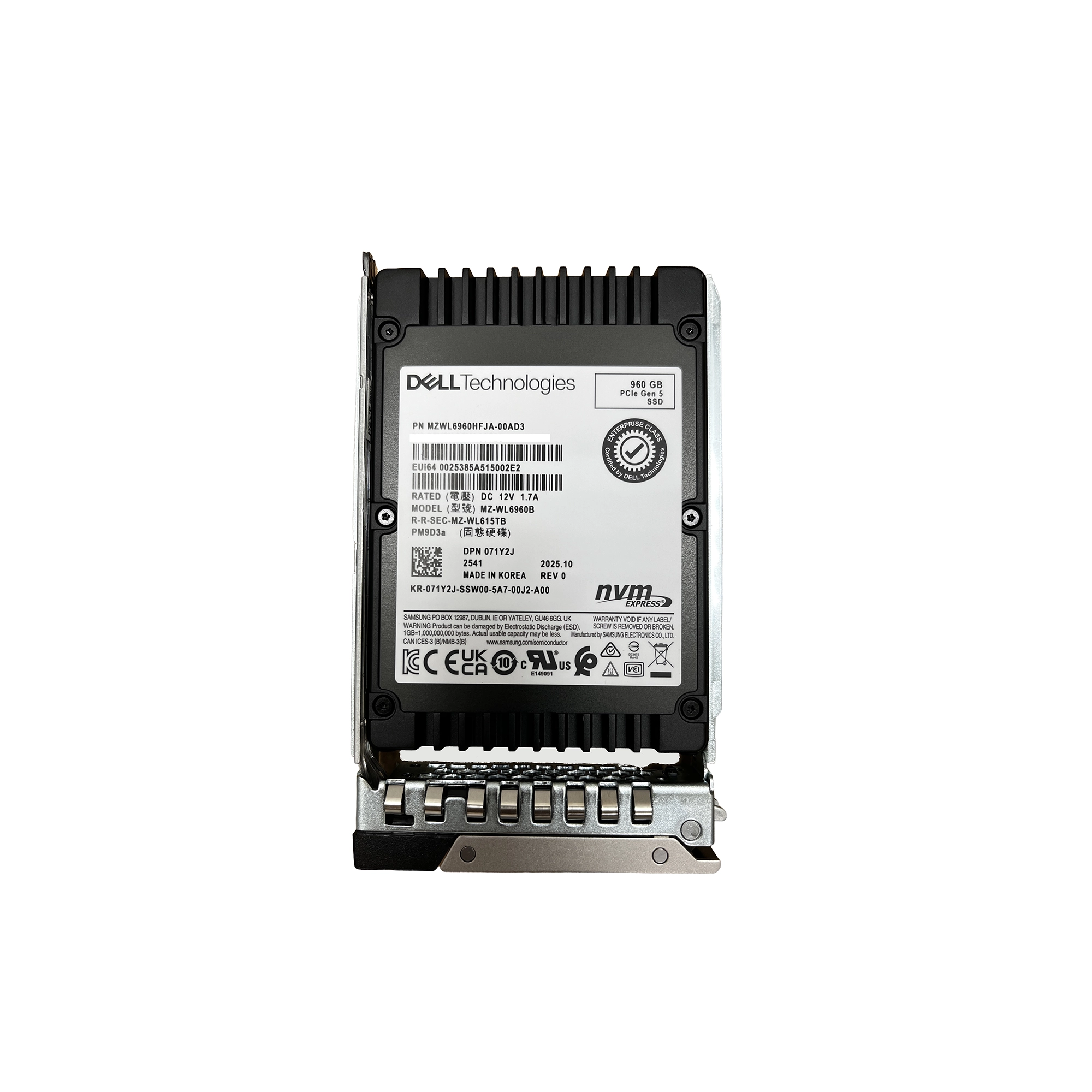 Dell 960GB SSD NVMe MZ-WL6960B 硬碟
