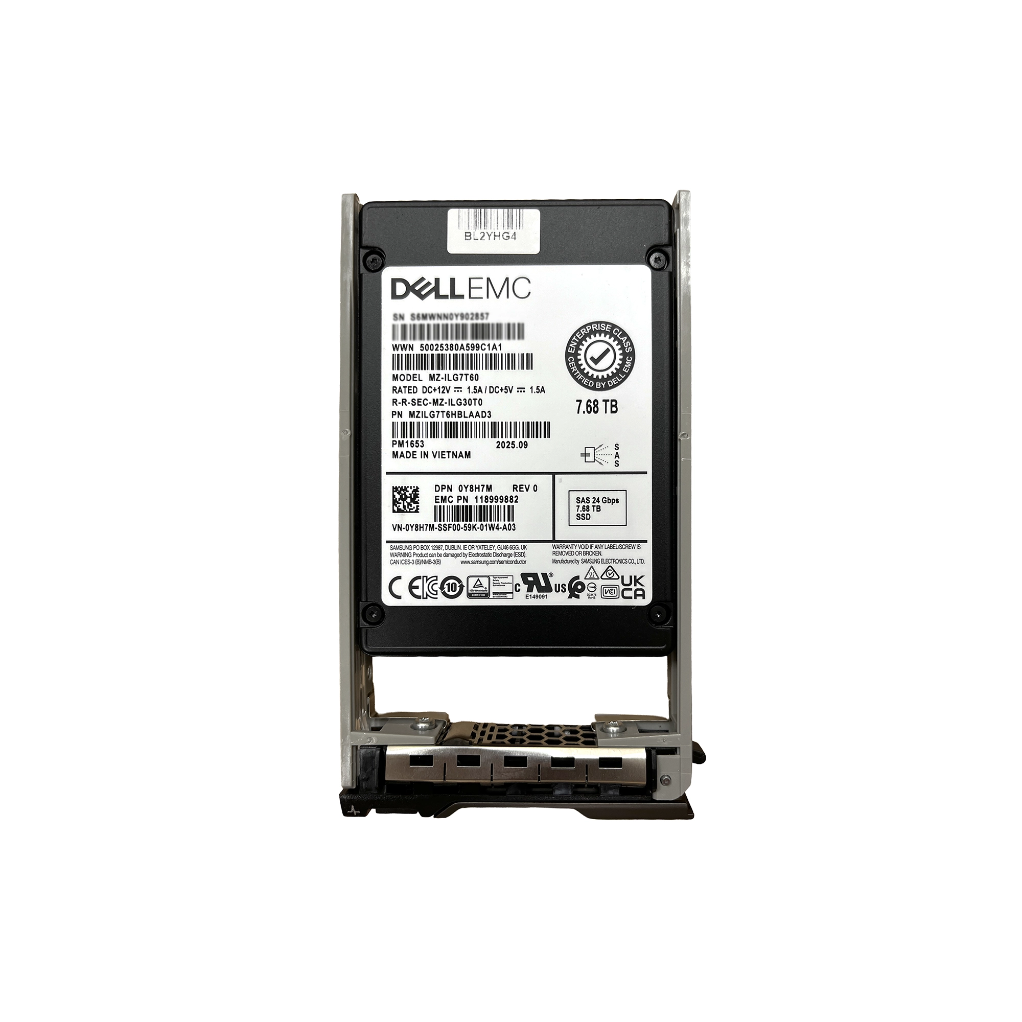 Dell 7.68TB SSD SAS 24Gbps MZ-ILG7T60 硬碟
