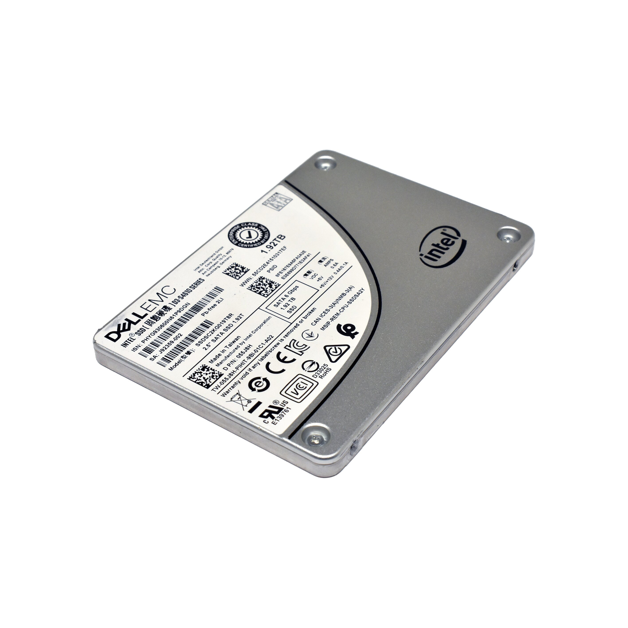 Dell 1.92TB SSD SATA 6Gbps SSDSC2KG019T8R 硬碟