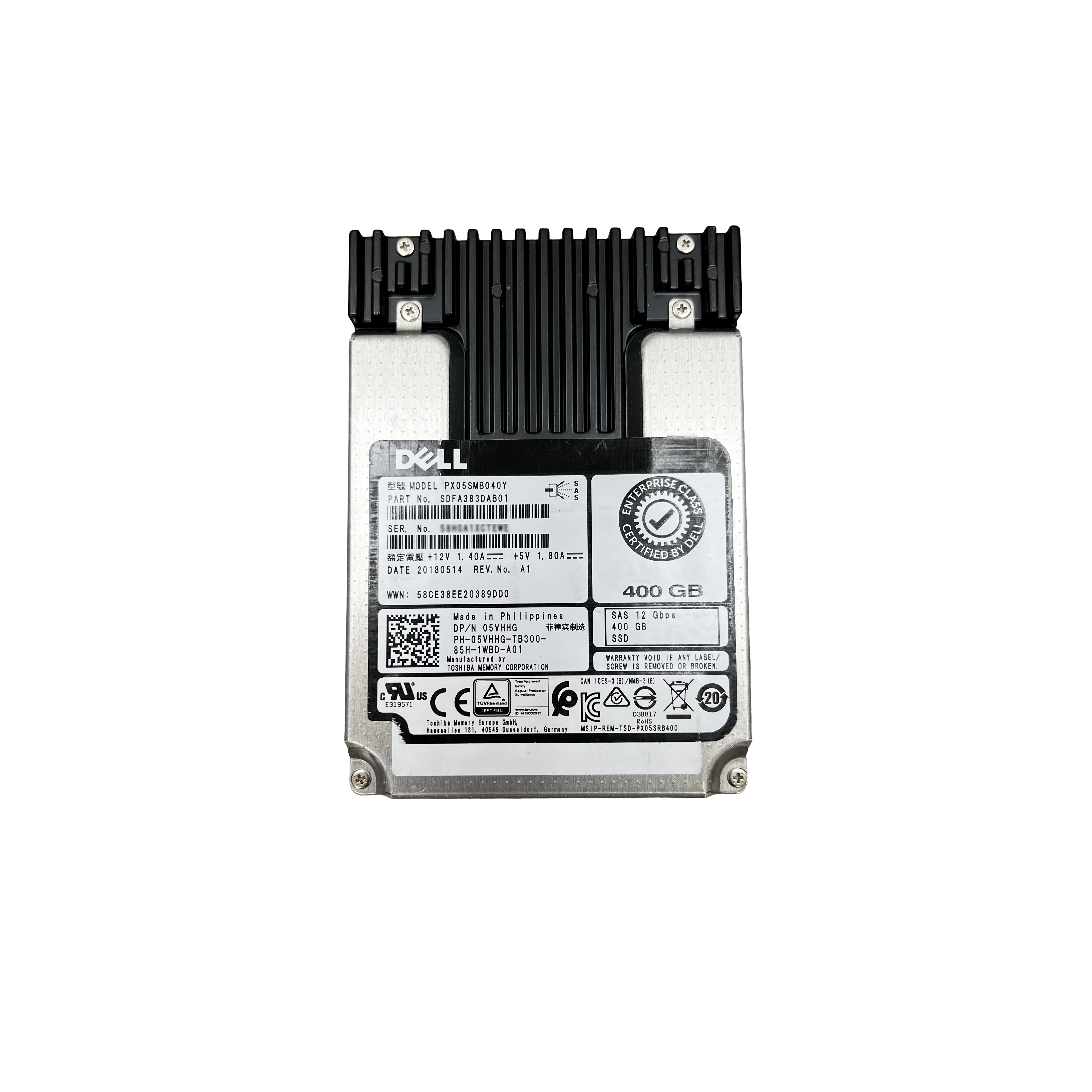 Dell 400GB SSD SAS 12Gbps PX05SMB040Y 硬碟