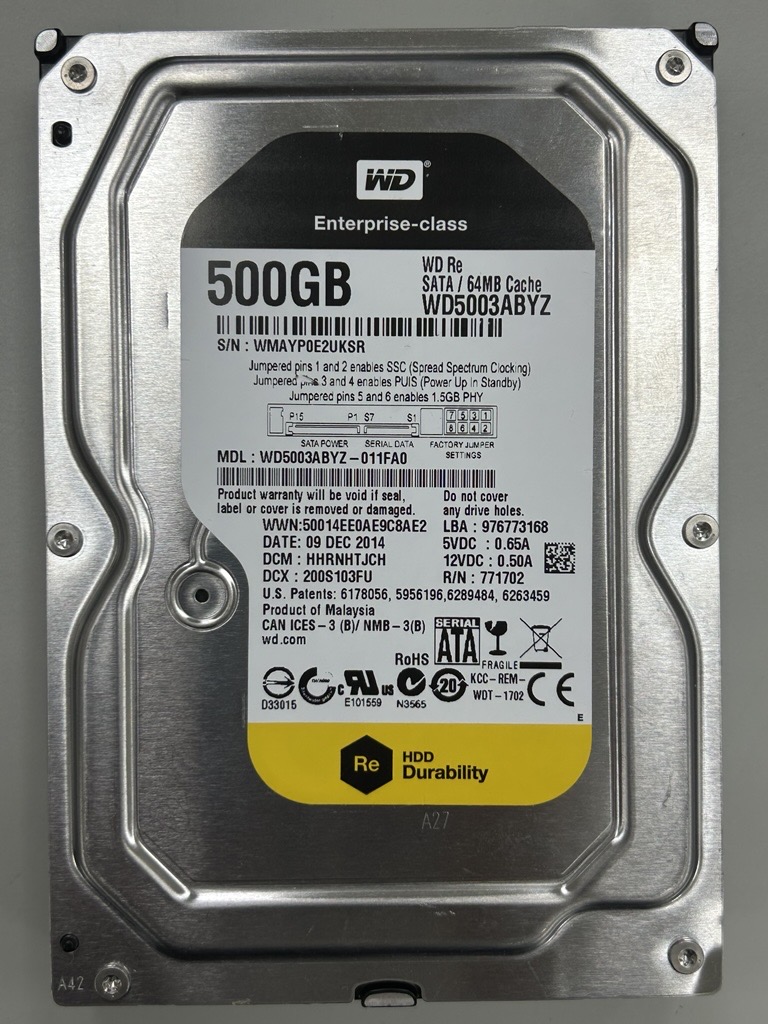 3.5" 500GB HDD SATA WD5003ABYZ-011FA0 硬碟 WD