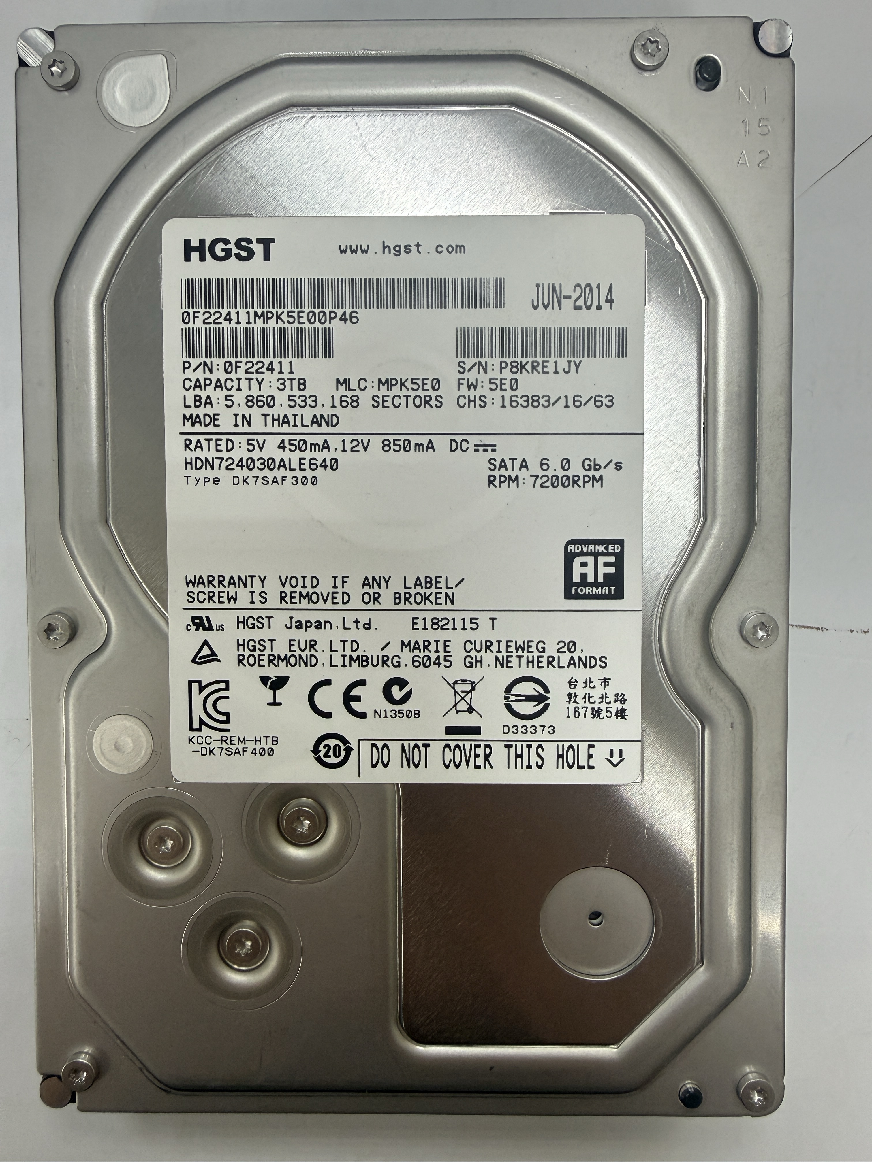 3.5" 3TB HDD SATA 6Gbps HDN724030ALE640 硬碟 HGST