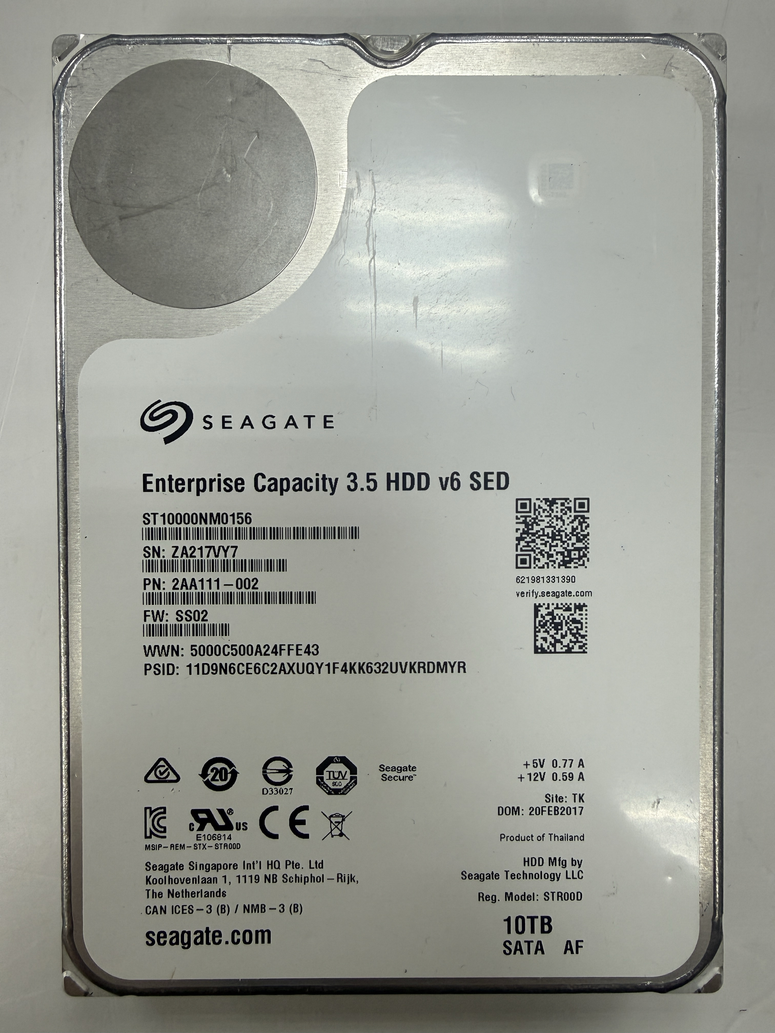 3.5" 10TB HDD SATA ST1000NM0156 硬碟 Seagate