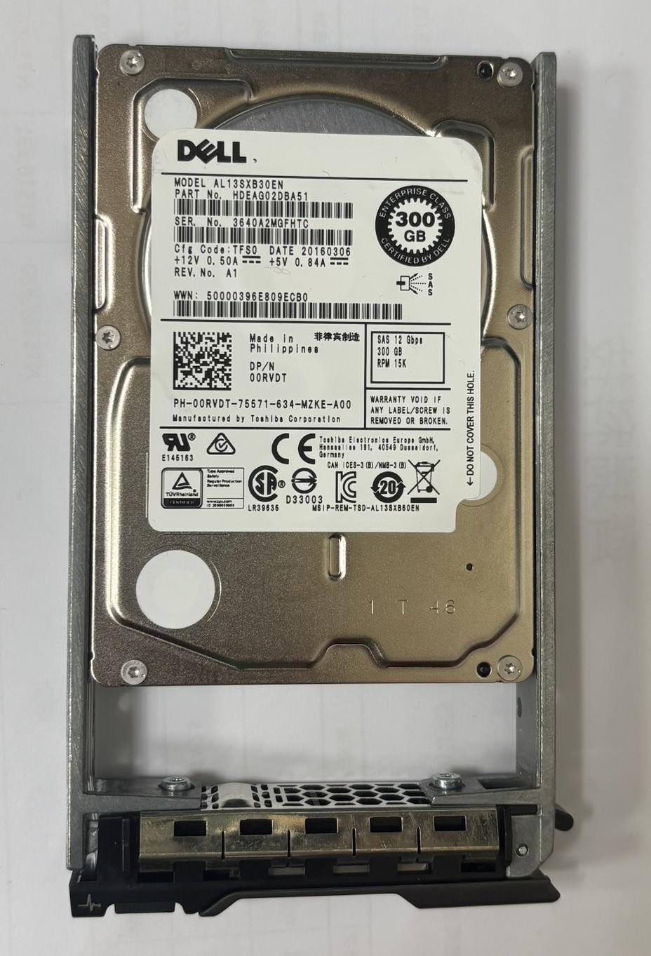 2.5" 300GB HDD SAS 12Gbps AL13SXB30EN 硬碟 Dell