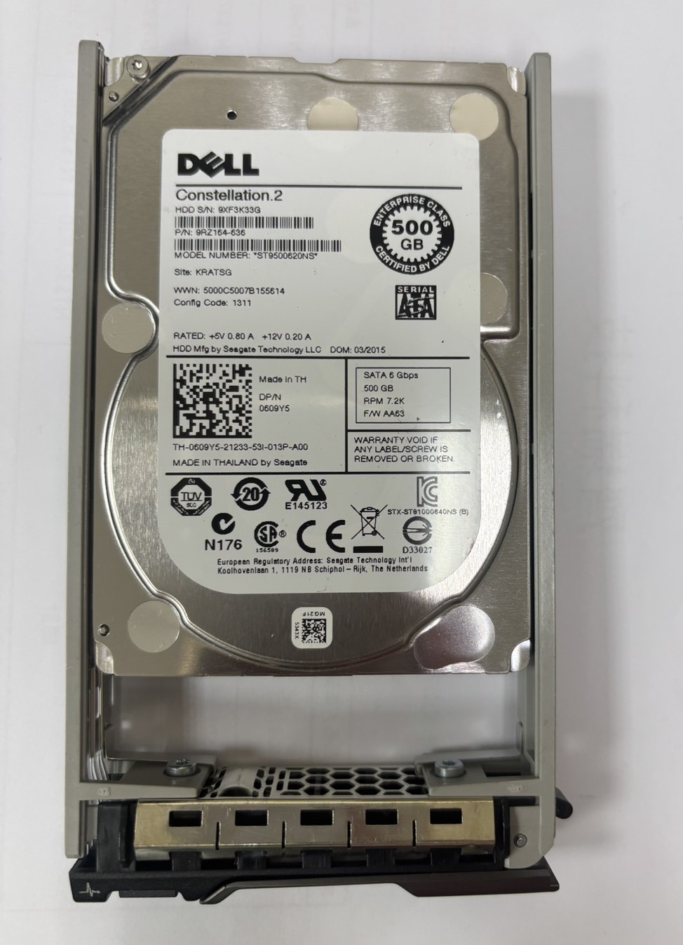 2.5" 500GB HDD SATA 6Gbps ST9500620NS 硬碟 Dell