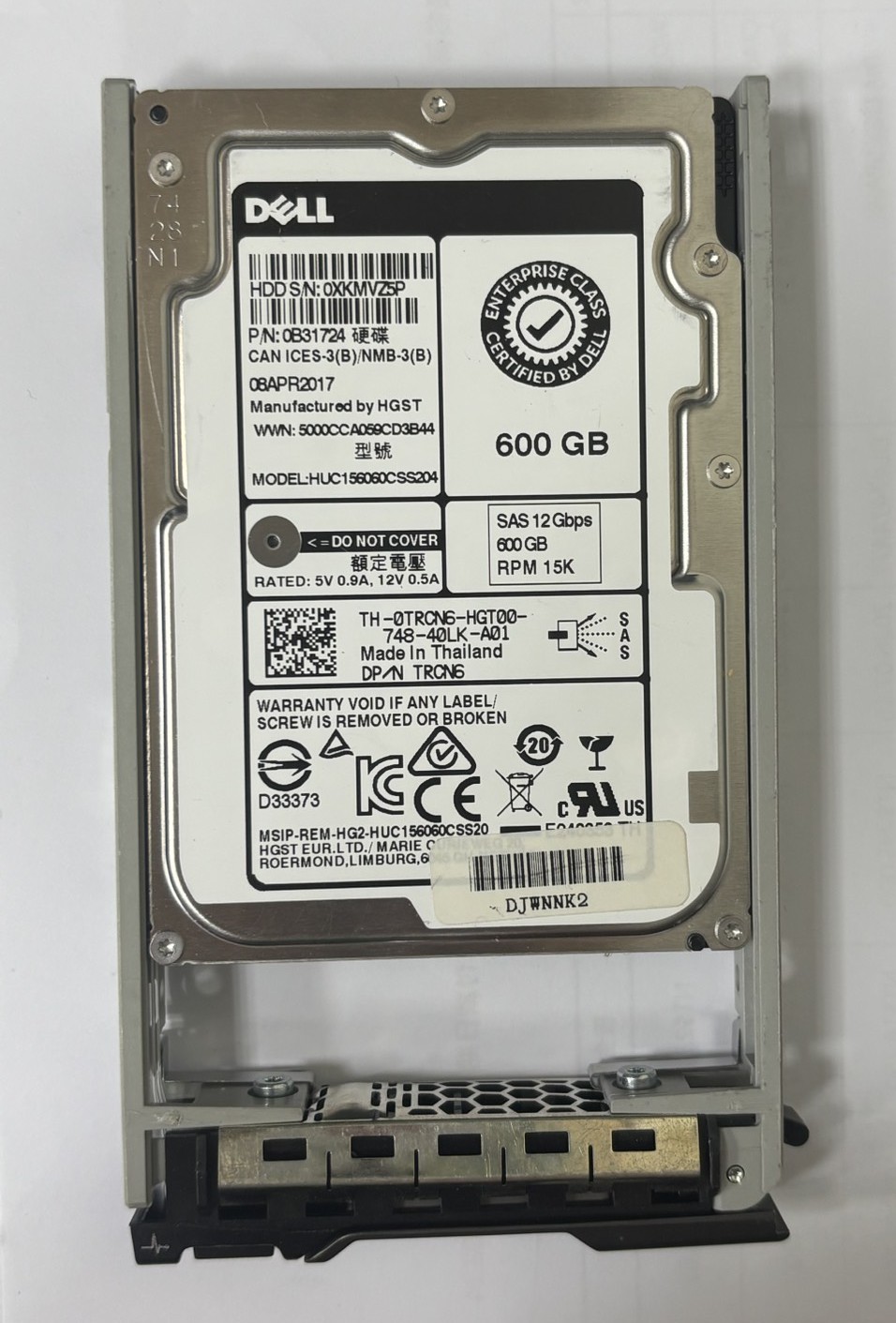 2.5" 600GB HDD SAS 12Gbps HUC156060CSS204 硬碟 Dell