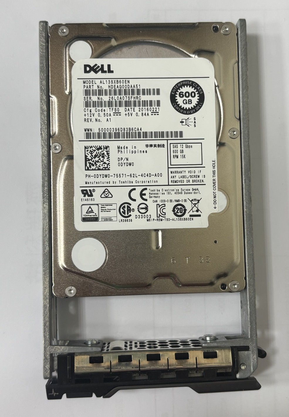 2.5" 600GB HDD SAS 12Gbps AL13SXB60EN 硬碟 Dell