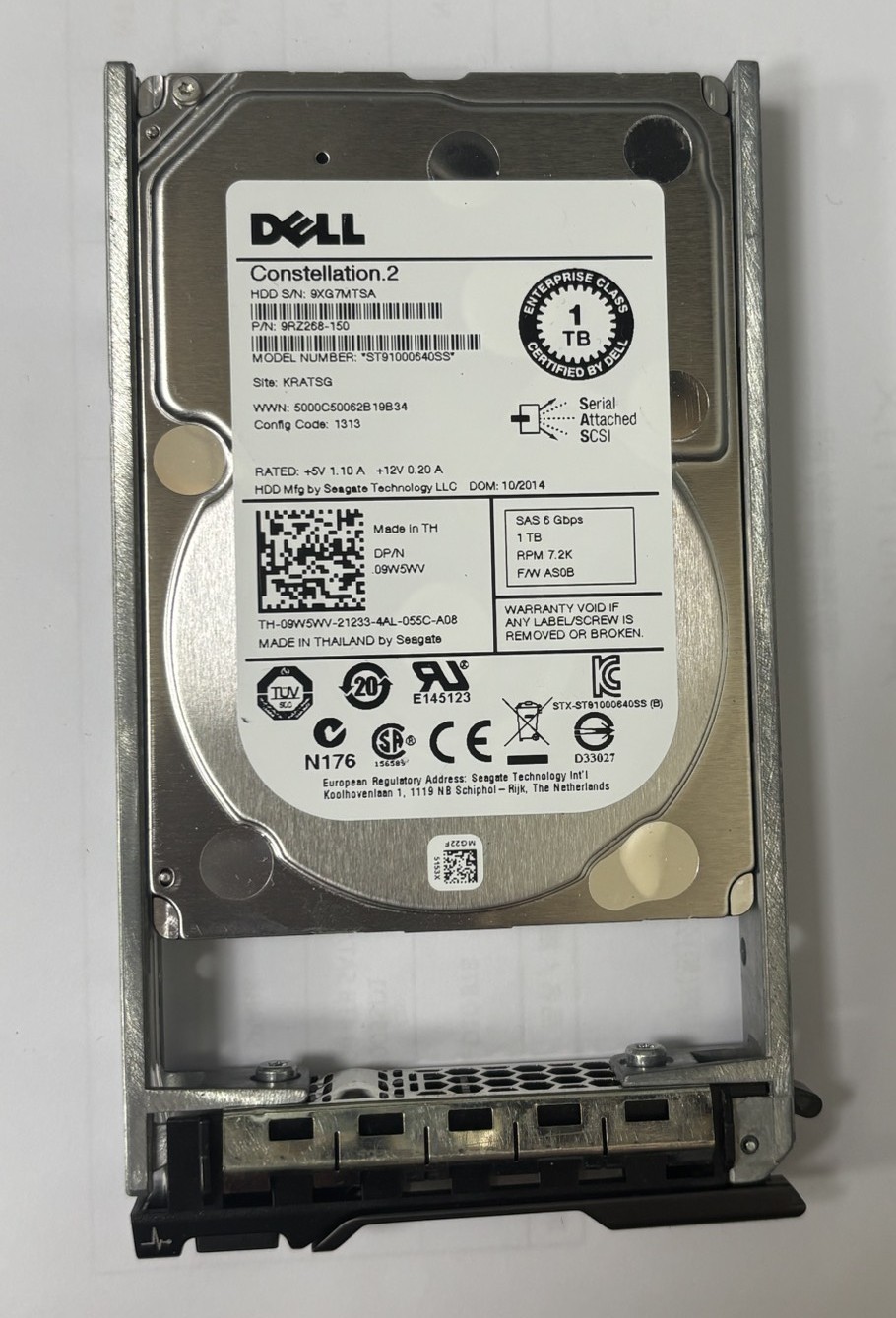 2.5" 1TB HDD SAS 6Gbps ST91000640SS 硬碟 Dell